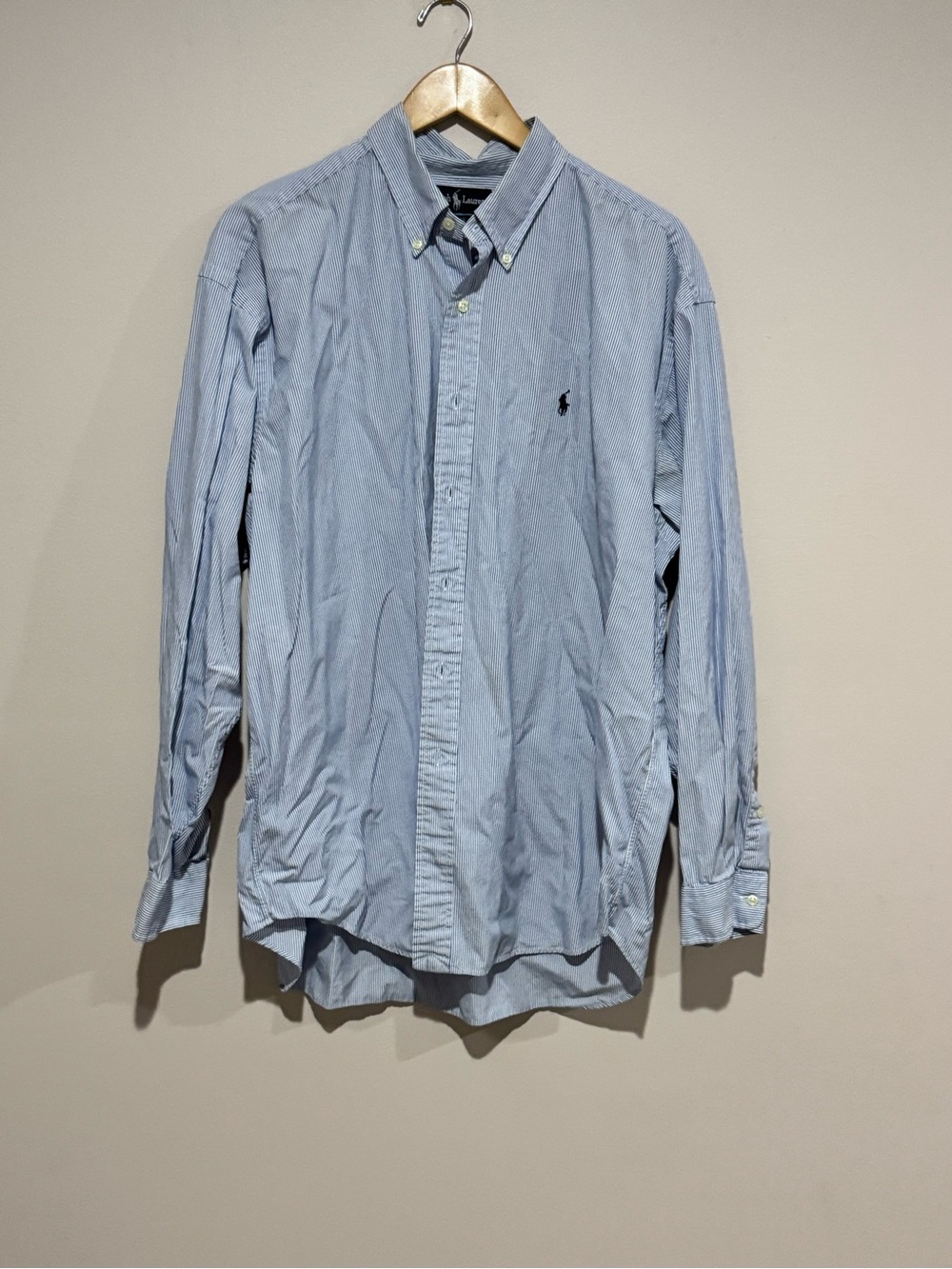 Ralph Lauren BLAKE Men's Blue White Striped Button-Down Shirt Cotton XL